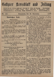 Gostyner Kreisblatt und Zeitung 1917.09.22 Nr 218