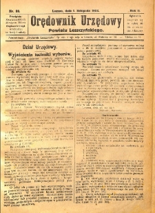 Orędownik Urzędowy Powiatu Leszczyńskiego 1922.11.01 R.3 Nr 59