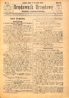 Orędownik Urzędowy Powiatu Leszczyńskiego 1923.01.17 R.4 Nr 3