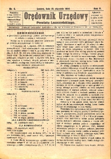 Orędownik Urzędowy Powiatu Leszczyńskiego 1924.01.19 R.5 Nr 5