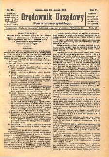 Orędownik Urzędowy Powiatu Leszczyńskiego 1924.03.22 R.5 Nr 18