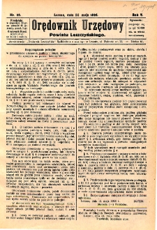 Orędownik Urzędowy Powiatu Leszczyńskiego 1924.05.24 R.5 Nr 29
