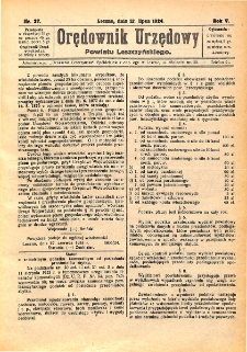Orędownik Urzędowy Powiatu Leszczyńskiego 1924.07.12 R.5 Nr 37