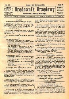 Orędownik Urzędowy Powiatu Leszczyńskiego 1924.07.19 R.5 Nr 39