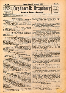 Orędownik Urzędowy Powiatu Leszczyńskiego 1924.09.19 R.5 Nr 48
