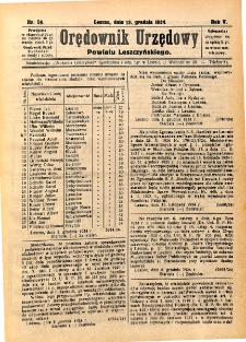 Orędownik Urzędowy Powiatu Leszczyńskiego 1924.12.13 R.5 Nr 59