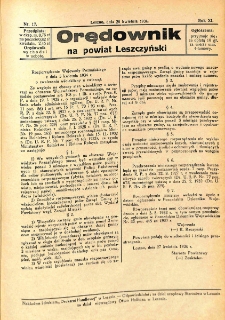 Orędownik na Powiat Leszczyński 1934.04.28 R.11 Nr 17