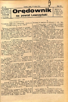 Orędownik na Powiat Leszczyński 1934.05.19 R.11 Nr 20