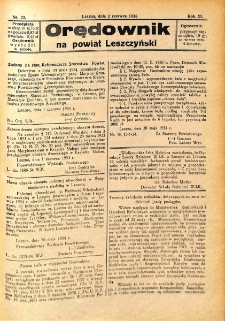Orędownik na Powiat Leszczyński 1934.06.03 R.11 Nr 22