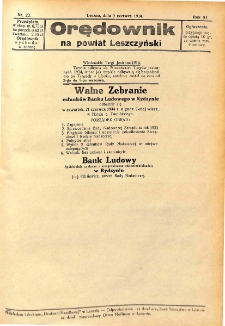 Orędownik na Powiat Leszczyński 1934.06.09 R.11 Nr 23