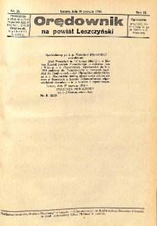 Orędownik na Powiat Leszczyński 1934.06.30 R.11 Nr 26