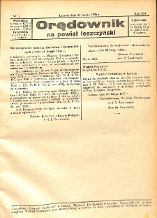 Orędownik na Powiat Leszczyński 1936.02.29 R.13 Nr 5