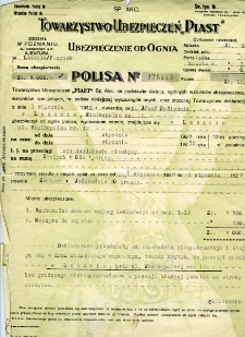 Ubezpieczenie od ognia domu położonego przy &oacute;wczesnej ulicy Wielkopolnej 12 (obecna ulica Świętokrzyska), 1926 r.