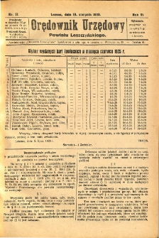 Orędownik Urzędowy Powiatu Leszczyńskiego 1925.08.19 R.6 Nr 31