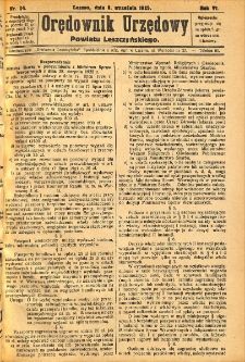 Orędownik Urzędowy Powiatu Leszczyńskiego 1925.09.09 R.6 Nr 34