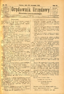 Orędownik Urzędowy Powiatu Leszczyńskiego 1925.09.30 R.6 Nr 39