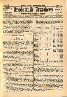 Orędownik Urzędowy Powiatu Leszczyńskiego 1925.10.17 R.6 Nr 42
