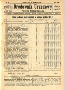 Orędownik Urzędowy Powiatu Leszczyńskiego 1927.01.26 R.8 Nr 6