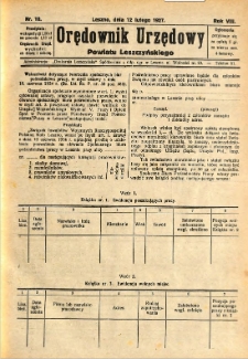 Orędownik Urzędowy Powiatu Leszczyńskiego 1927.02.12 R.8 Nr 10
