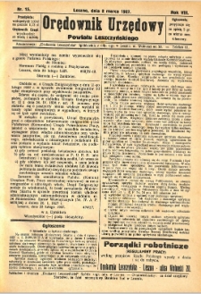 Orędownik Urzędowy Powiatu Leszczyńskiego 1927.03.02 R.8 Nr 15
