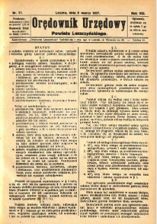 Orędownik Urzędowy Powiatu Leszczyńskiego 1927.03.09 R.8 Nr 17