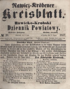 Rawicko-Krobski Dziennik Powiatowy. 1857.07.01 R. 7 Nr 26