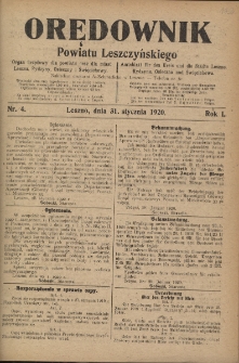 Orędownik Powiatu Leszczyńskiego 1920.01.31 R.1 Nr 4