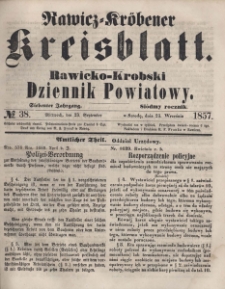 Rawicko-Krobski Dziennik Powiatowy. 1857.09.23 R. 7 Nr 38