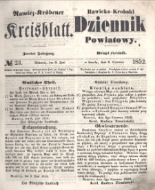 Rawicko-Krobski Dziennik Powiatowy. 1852.06.09 R. 2 Nr 23