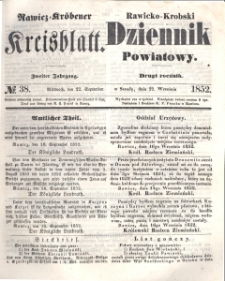 Rawicko-Krobski Dziennik Powiatowy. 1852.09.22 R. 2 Nr 38