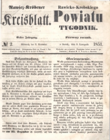 Rawicko-Krobskiego Powiatu Tygodnik. 1851.11.05 R. 1 Nr 2