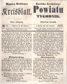Rawicko-Krobskiego Powiatu Tygodnik. 1851.11.26 R. 1 Nr 5