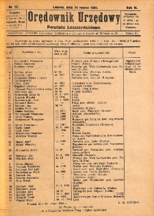 Orędownik Urzędowy Powiatu Leszczyńskiego 1928.03.24 R.9 Nr 12