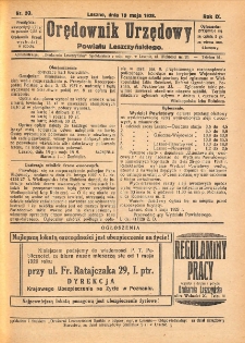 Orędownik Urzędowy Powiatu Leszczyńskiego 1928.05.19 R.9 Nr 20