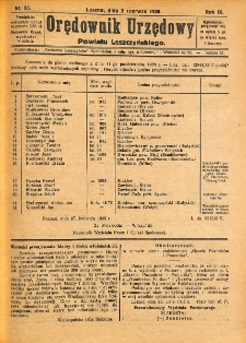 Orędownik Urzędowy Powiatu Leszczyńskiego 1928.06.02 R.9 Nr 23