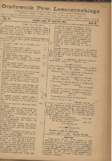 Orędownik Powiatu Leszczyńskiego 1921.06.25 R. 2 Nr 27