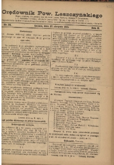 Orędownik Powiatu Leszczyńskiego 1921.08.27 R. 2 Nr 38