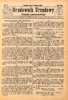 Orędownik Urzędowy Powiatu Leszczyńskiego 1926.02.03 R.7 Nr 7