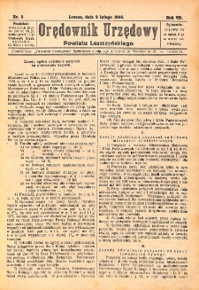 Orędownik Urzędowy Powiatu Leszczyńskiego 1926.02.06 R.7 Nr 8