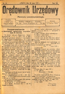 Orędownik Urzędowy Powiatu Leszczyńskiego 1927.05.28 R.8 Nr 32