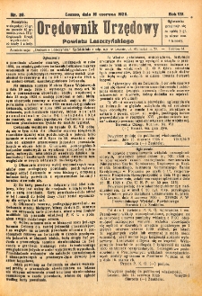 Orędownik Urzędowy Powiatu Leszczyńskiego 1926.06.19 R.7 Nr 29