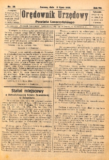 Orędownik Urzędowy Powiatu Leszczyńskiego 1926.07.03 R.7 Nr 30