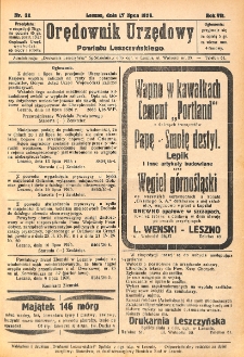 Orędownik Urzędowy Powiatu Leszczyńskiego 1926.07.17 R.7 Nr 32