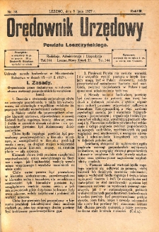 Orędownik Urzędowy Powiatu Leszczyńskiego 1927.07.09 R.8 Nr 38