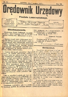 Orędownik Urzędowy Powiatu Leszczyńskiego 1927.09.03 R.8 Nr 46