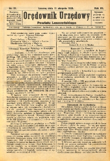 Orędownik Urzędowy Powiatu Leszczyńskiego 1926.08.11 R.7 Nr 37