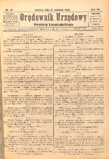 Orędownik Urzędowy Powiatu Leszczyńskiego 1926.08.21 R.7 Nr 40