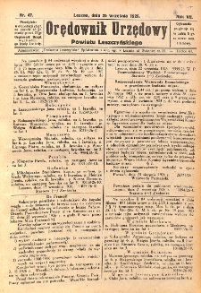 Orędownik Urzędowy Powiatu Leszczyńskiego 1926.09.25 R.7 Nr 47