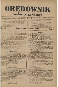 Orędownik Powiatu Leszczyńskiego 1920.03.13 R.1 Nr 16