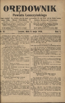 Orędownik Powiatu Leszczyńskiego 1920.05.08 R.1 Nr 32